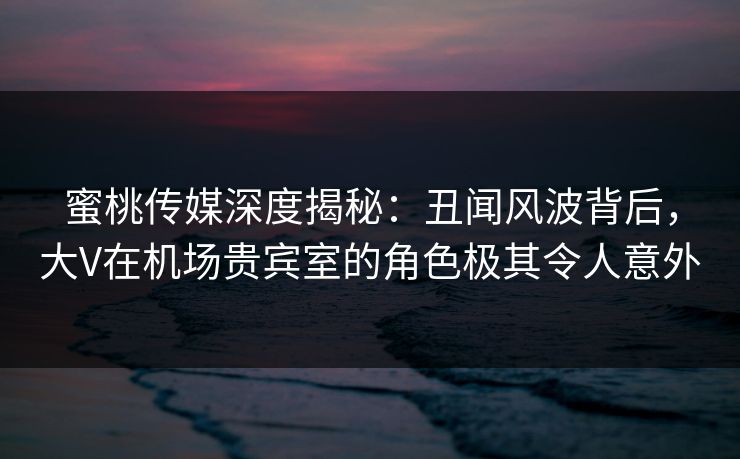 蜜桃传媒深度揭秘：丑闻风波背后，大V在机场贵宾室的角色极其令人意外