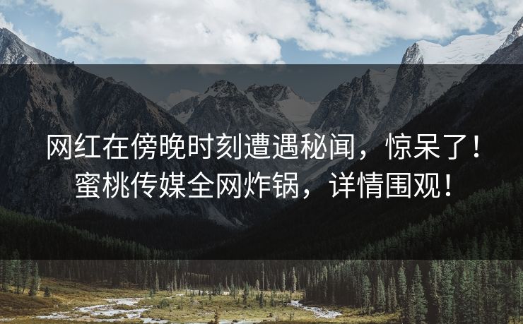 网红在傍晚时刻遭遇秘闻，惊呆了！蜜桃传媒全网炸锅，详情围观！